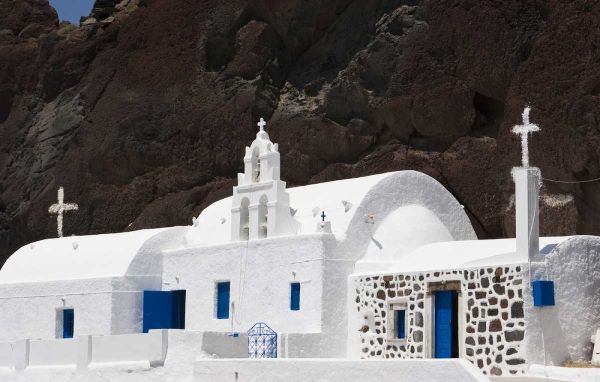 Greece, Santorini White Greek Orthodox church